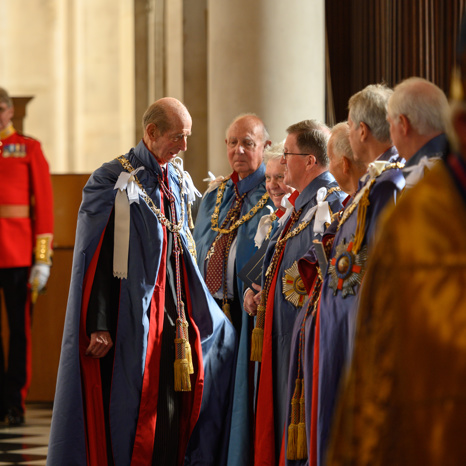 The Duke of Kent meeting the Officers of the Order at the Service held at St Paul's Cathedral in September 2021